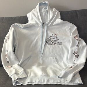 Adidas Soft/Baby blue Hoodie with Rose Embroidery